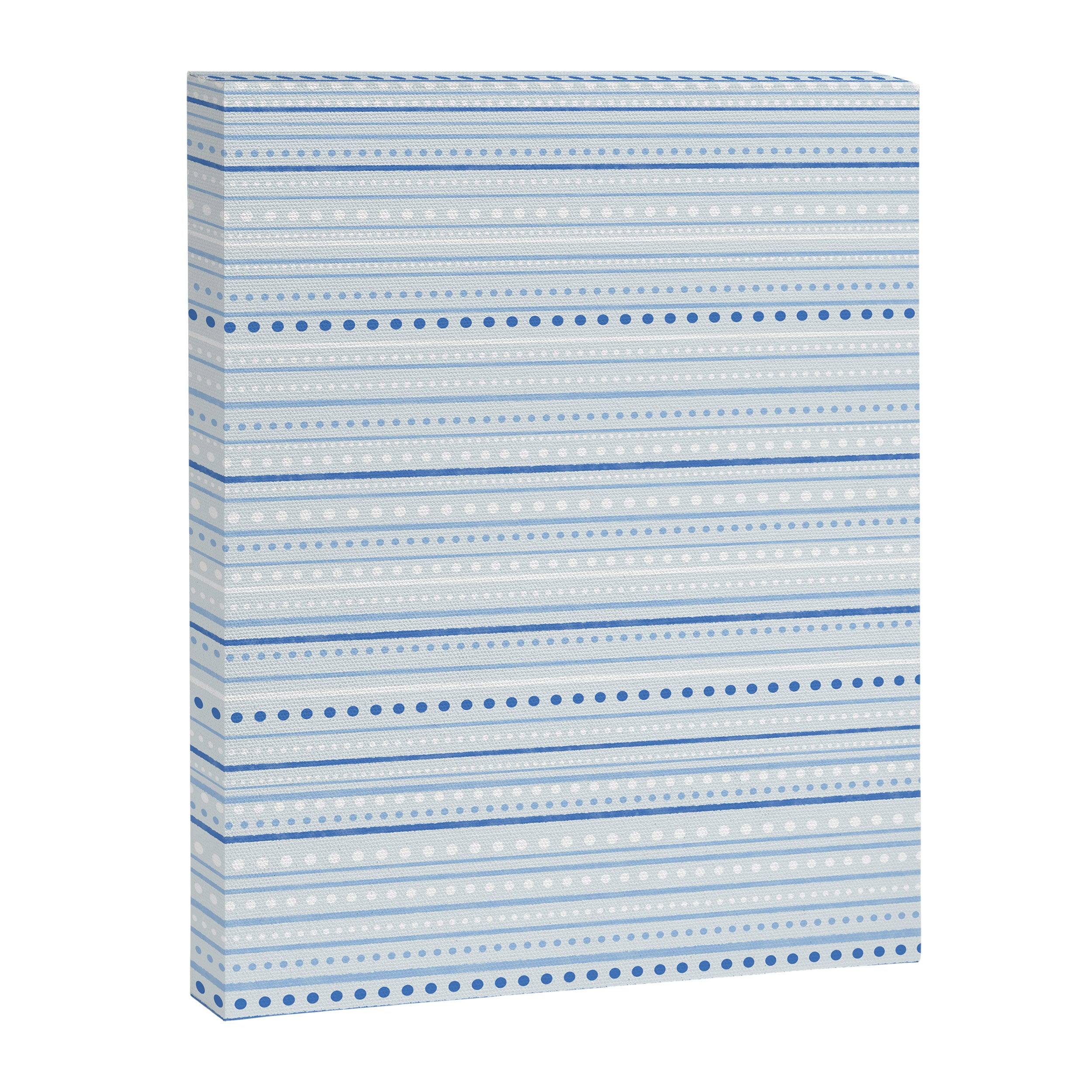 Bamako Textured Stripes and Dots Pattern in Light Blue and White Canvas Print Gallery Image 8