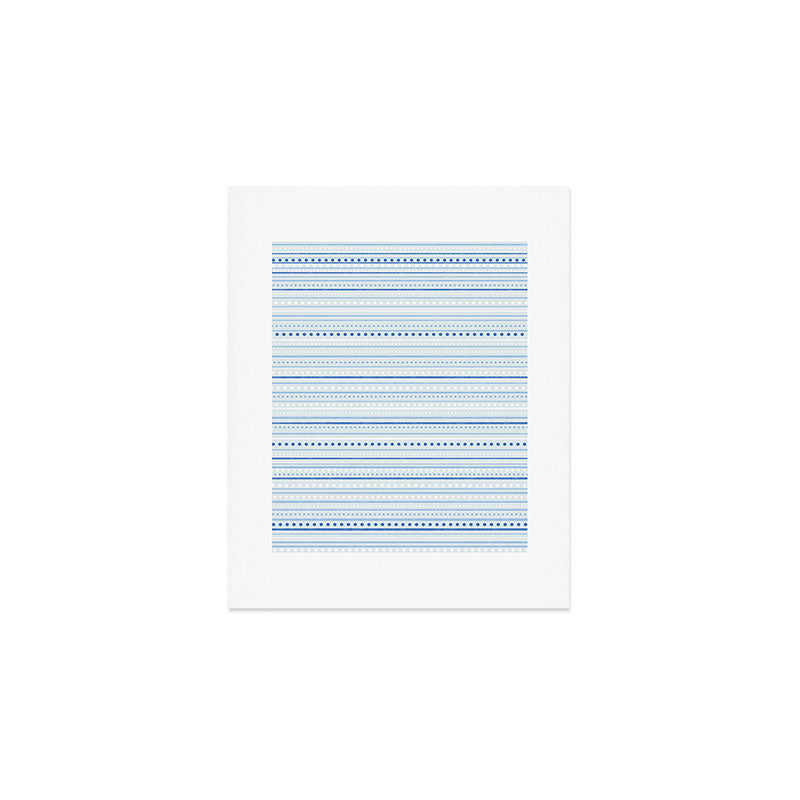 Bamako Textured Stripes and Dots Pattern in Light Blue and White Art Print Gallery Image 1