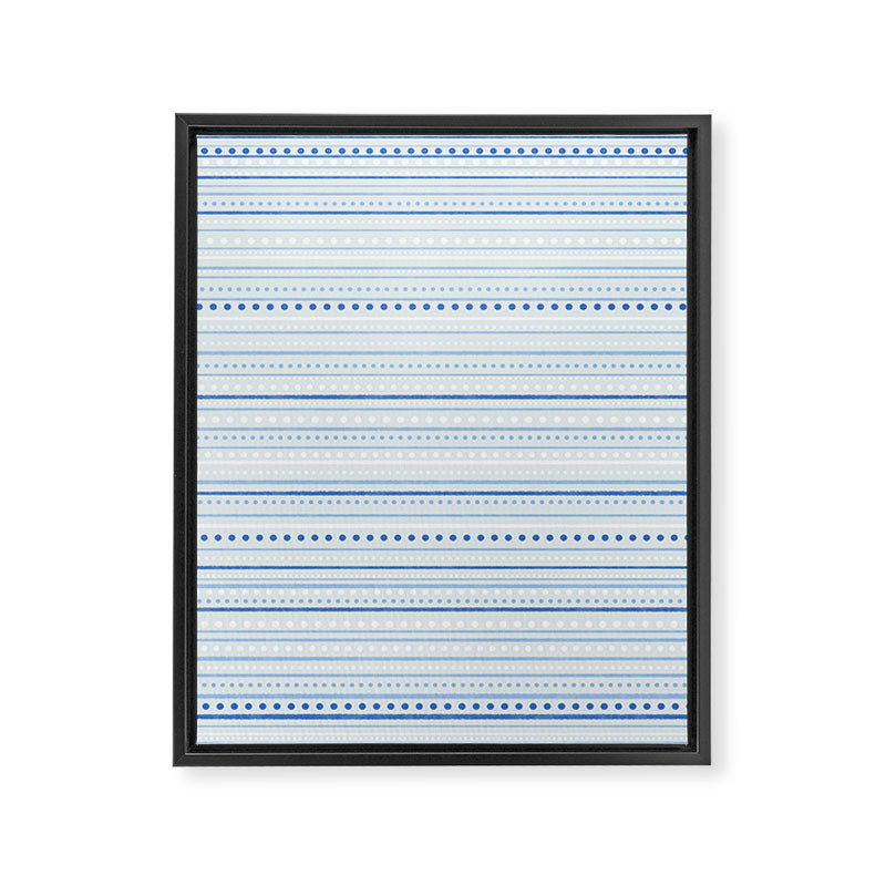 Bamako Textured Stripes and Dots Pattern in Light Blue and White Framed Canvas Print Gallery Image 8