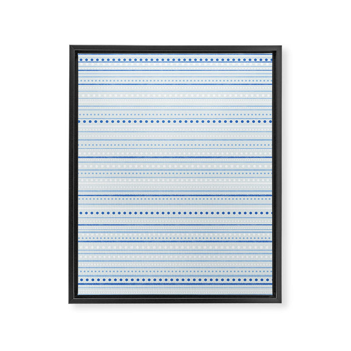 Bamako Textured Stripes and Dots Pattern in Light Blue and White Framed Canvas Print Gallery Image 1