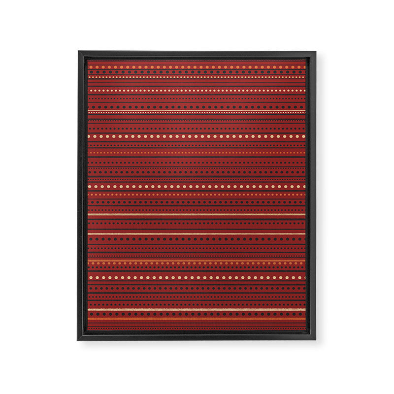 Bamako Textured Stripes and Dots Pattern Maroon Rust Black Orange Framed Canvas Print Gallery Image 8