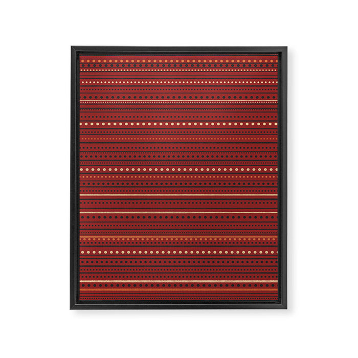 Bamako Textured Stripes and Dots Pattern Maroon Rust Black Orange Framed Canvas Print Gallery Image 1