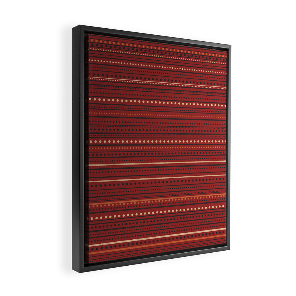 Bamako Textured Stripes and Dots Pattern Maroon Rust Black Orange Framed Canvas Print Gallery Image 2