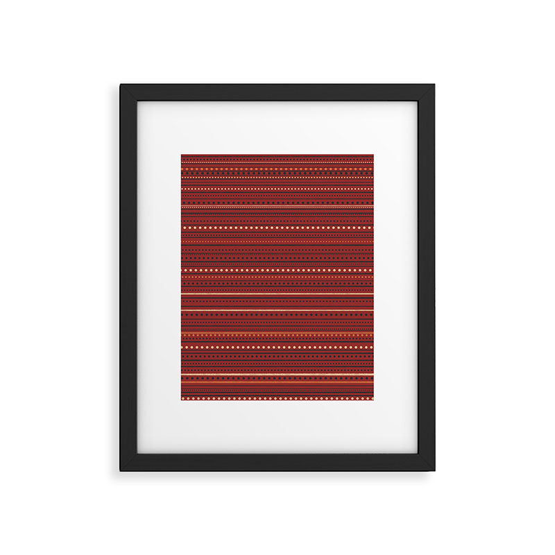 Bamako Textured Stripes and Dots Pattern Maroon Rust Black Orange Framed Art Print Gallery Image 6
