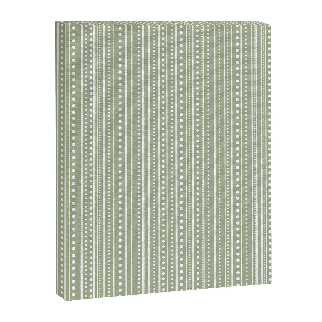 Bamako Textured Stripes and Dots Vertical Pattern in Light Sage Green and White Canvas Print Gallery Image 8