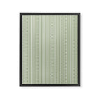 Bamako Textured Stripes and Dots Vertical Pattern in Light Sage Green and White Framed Canvas Print Gallery Image 8