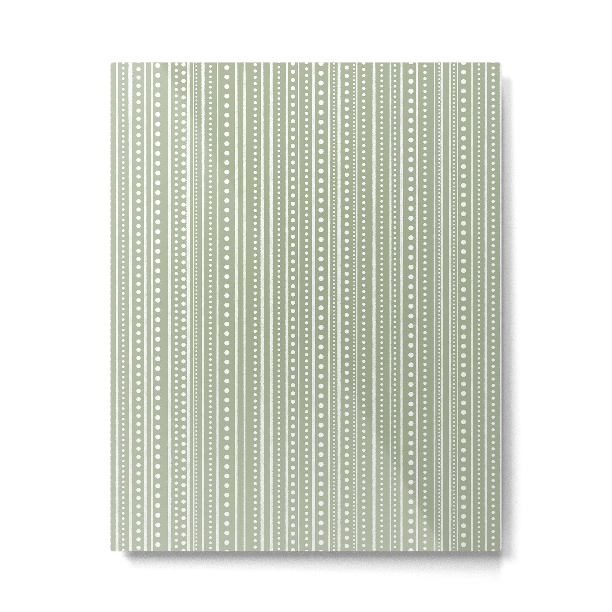 Bamako Textured Stripes and Dots Vertical Pattern in Light Sage Green and White Metal Print Gallery Image 6