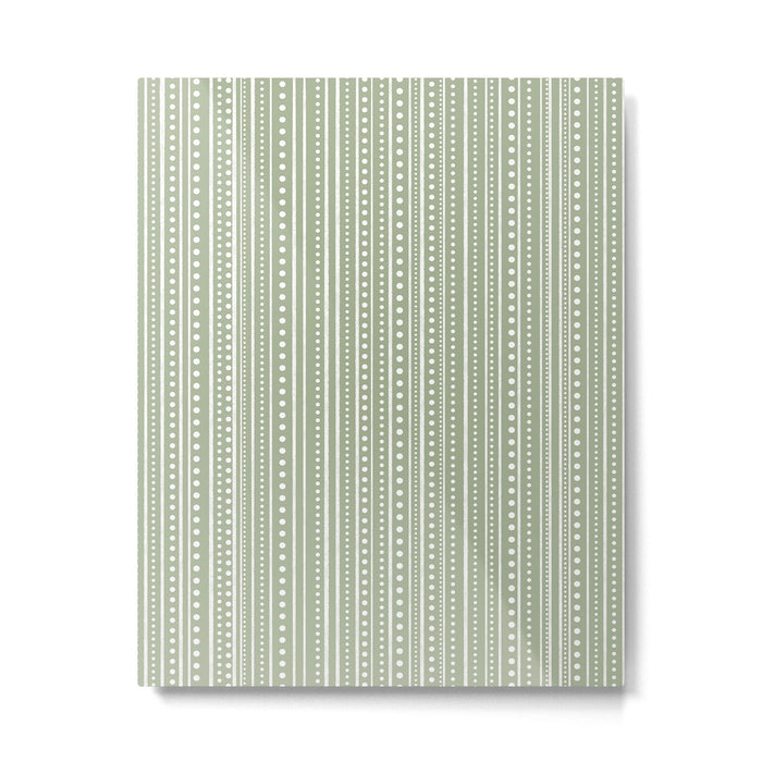 Bamako Textured Stripes and Dots Vertical Pattern in Light Sage Green and White Metal Print Gallery Image 1