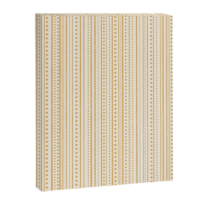 Bamako Textured Stripes and Dots Vertical Pattern in Muted Gold and Cream Canvas Print Gallery Image 1