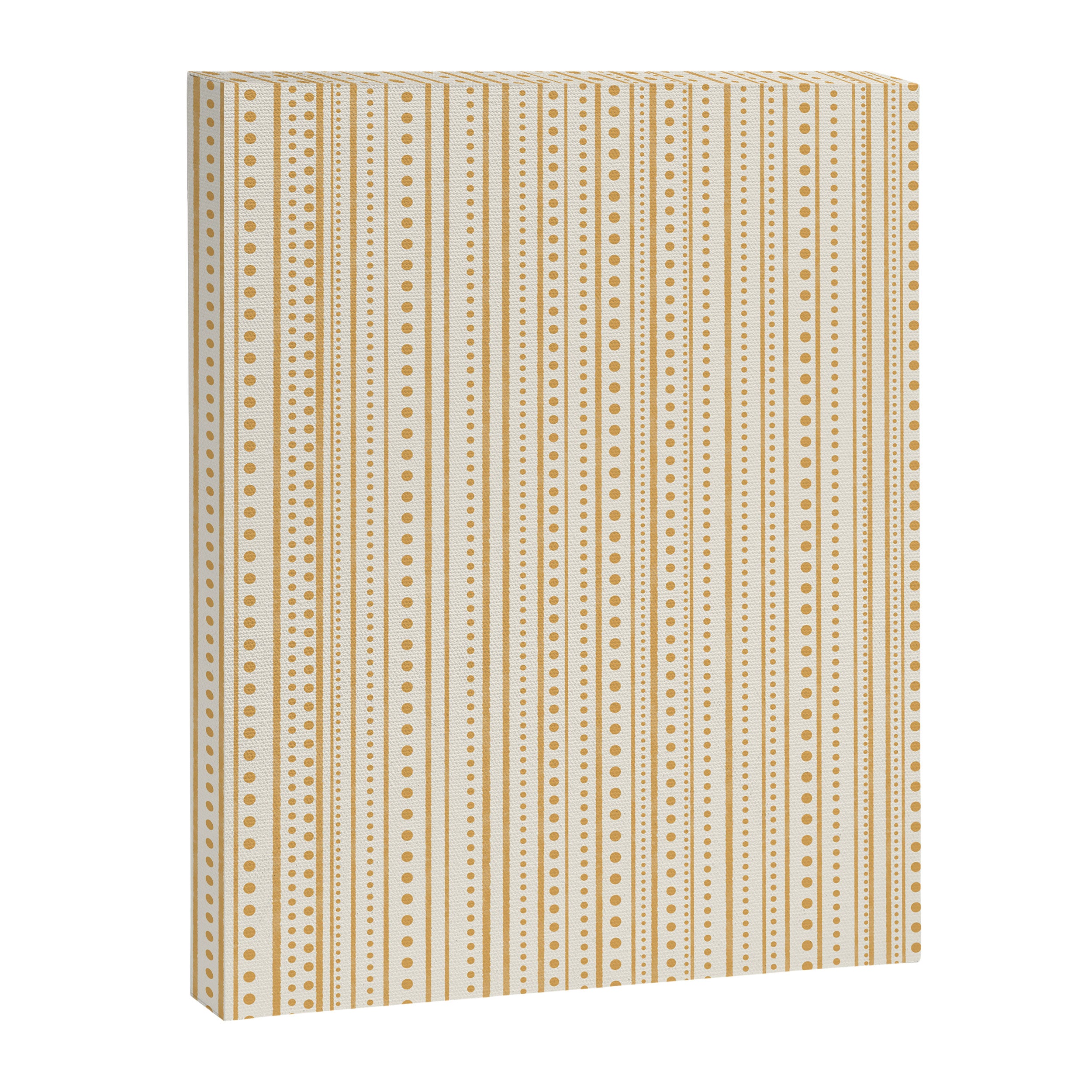 Bamako Textured Stripes and Dots Vertical Pattern in Muted Gold and Cream Canvas Print Gallery Image 8