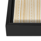Bamako Textured Stripes and Dots Vertical Pattern in Muted Gold and Cream Framed Canvas Print Gallery Image 3