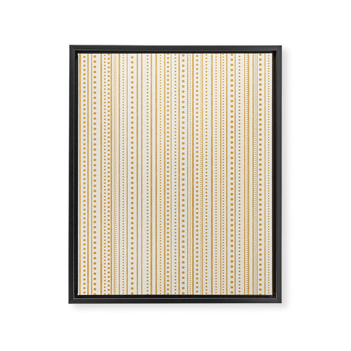 Bamako Textured Stripes and Dots Vertical Pattern in Muted Gold and Cream Framed Canvas Print Gallery Image 1