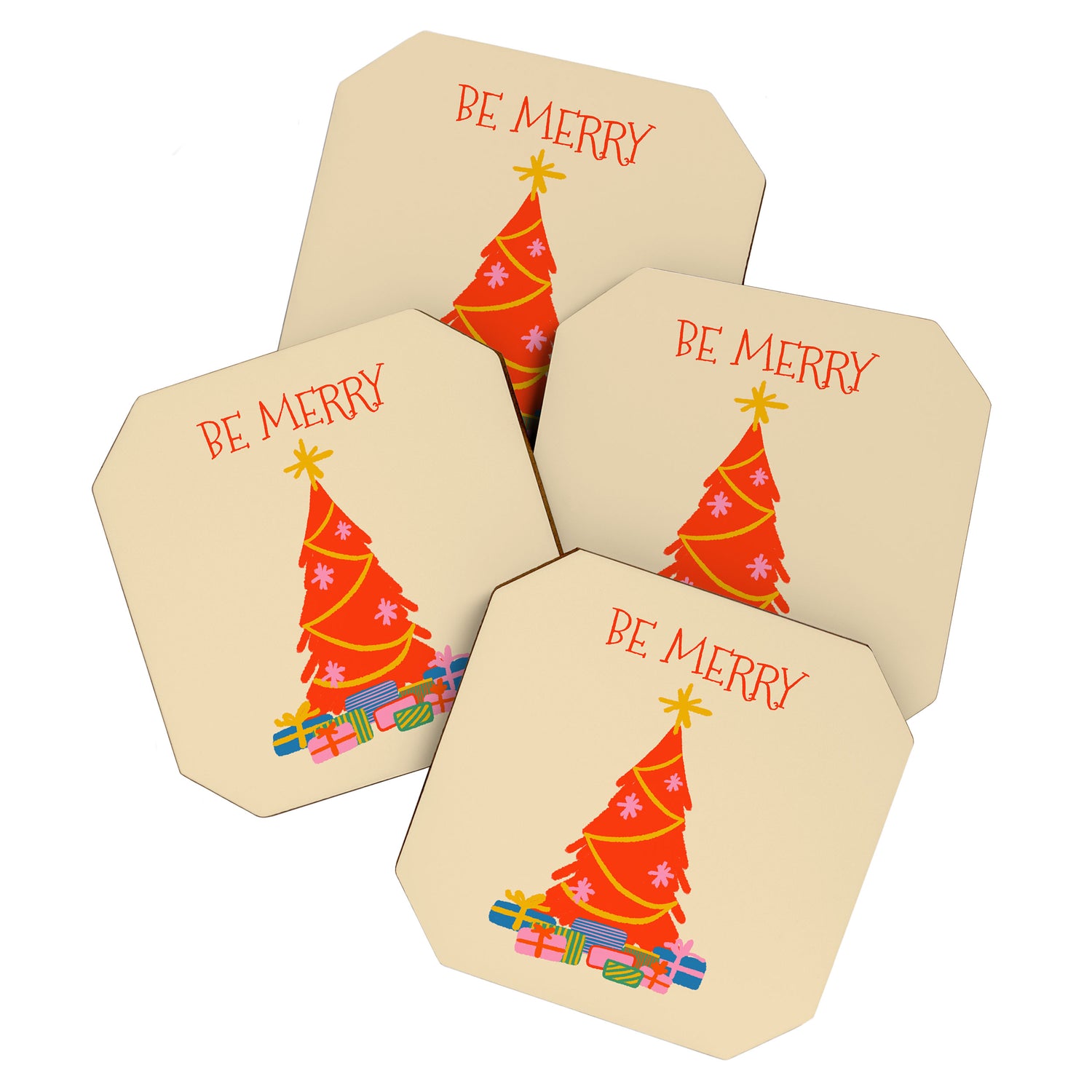 Be Merry Cute and Colorful Christmas Coaster Gallery Image 1