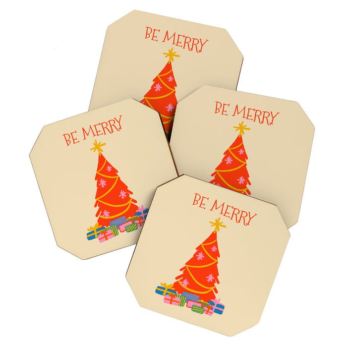 Be Merry Cute and Colorful Christmas Coaster Gallery Image 1