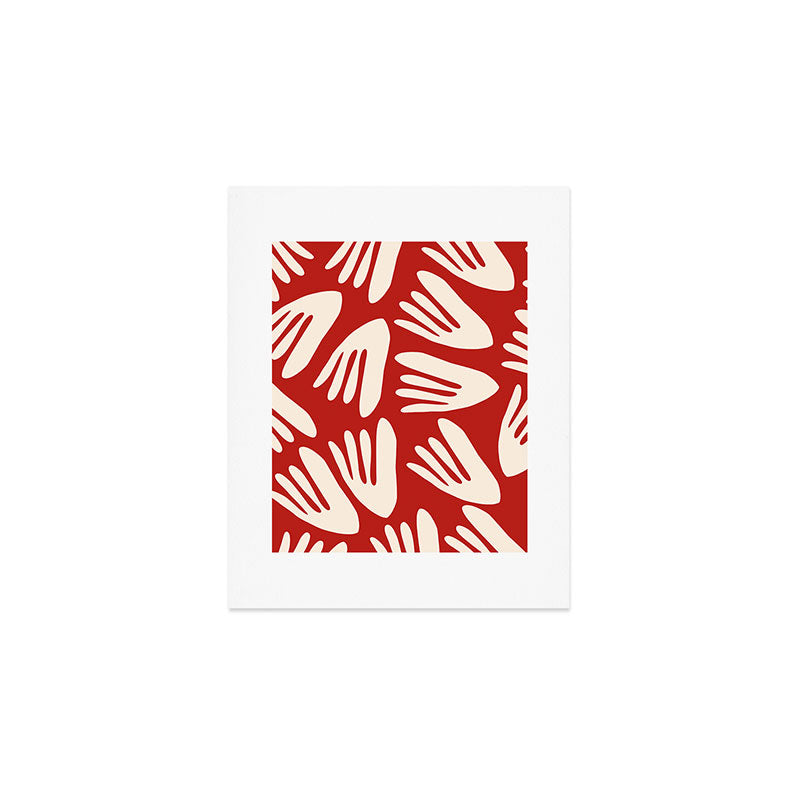 Big Cutouts Papier Découpé Abstract Pattern in Red and Almond Cream Art Print Gallery Image 1
