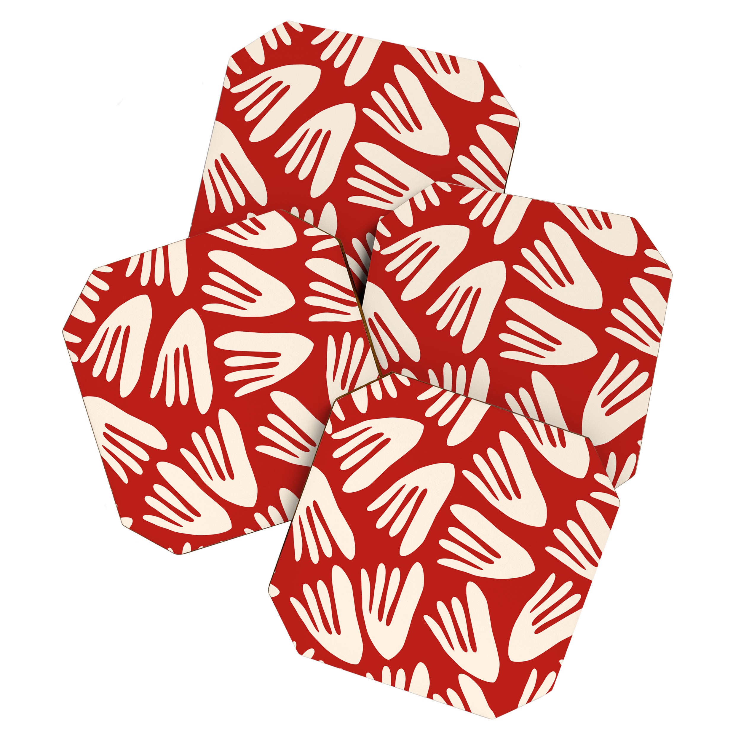 Big Cutouts Papier Découpé Abstract Pattern in Red and Almond Cream Coaster Gallery Image 1