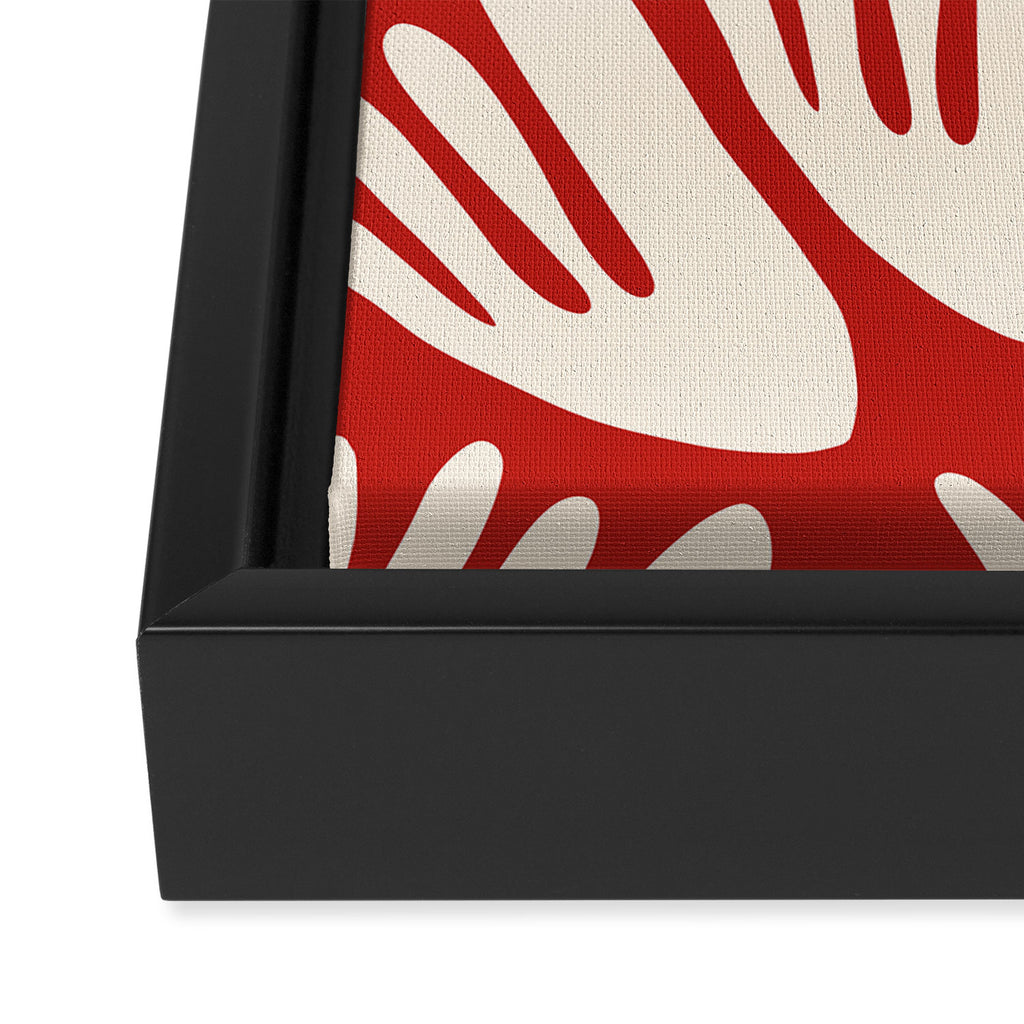 Big Cutouts Papier Découpé Abstract Pattern in Red and Almond Cream Framed Canvas Print Gallery Image 3