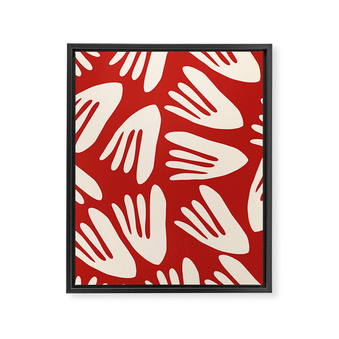Big Cutouts Papier Découpé Abstract Pattern in Red and Almond Cream Framed Canvas Print Gallery Image 1