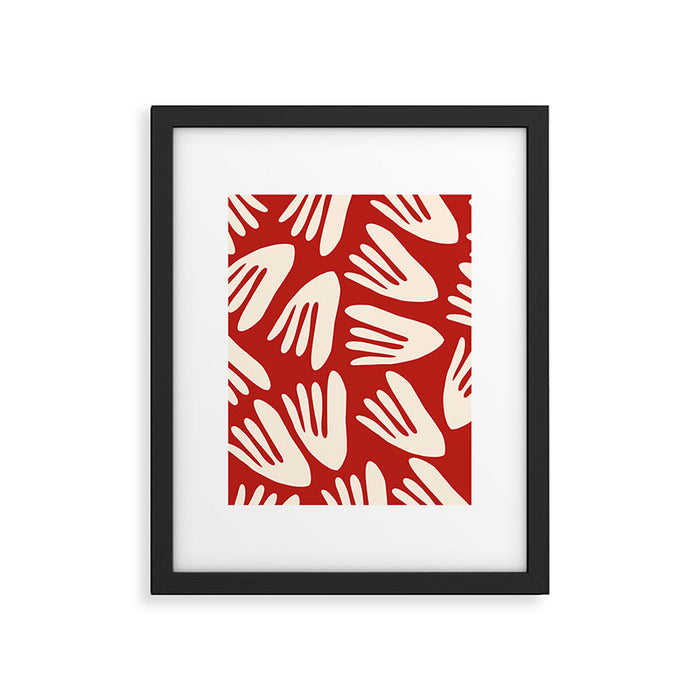 Big Cutouts Papier Découpé Abstract Pattern in Red and Almond Cream Framed Art Print Gallery Image 1