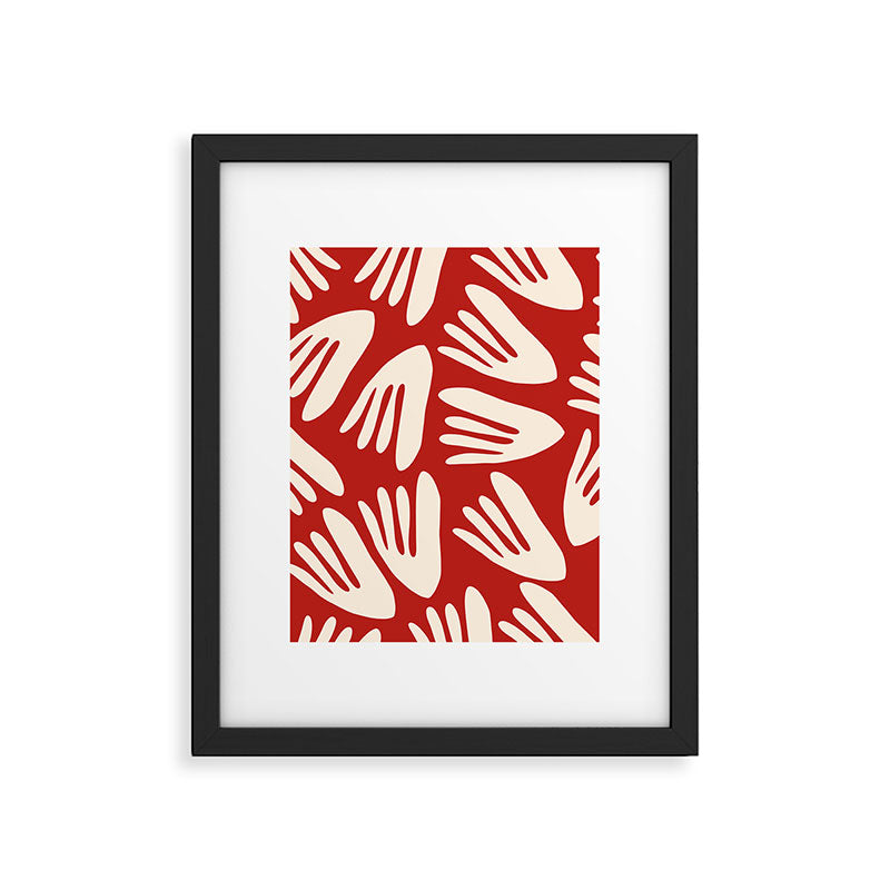 Big Cutouts Papier Découpé Abstract Pattern in Red and Almond Cream Framed Art Print Gallery Image 6