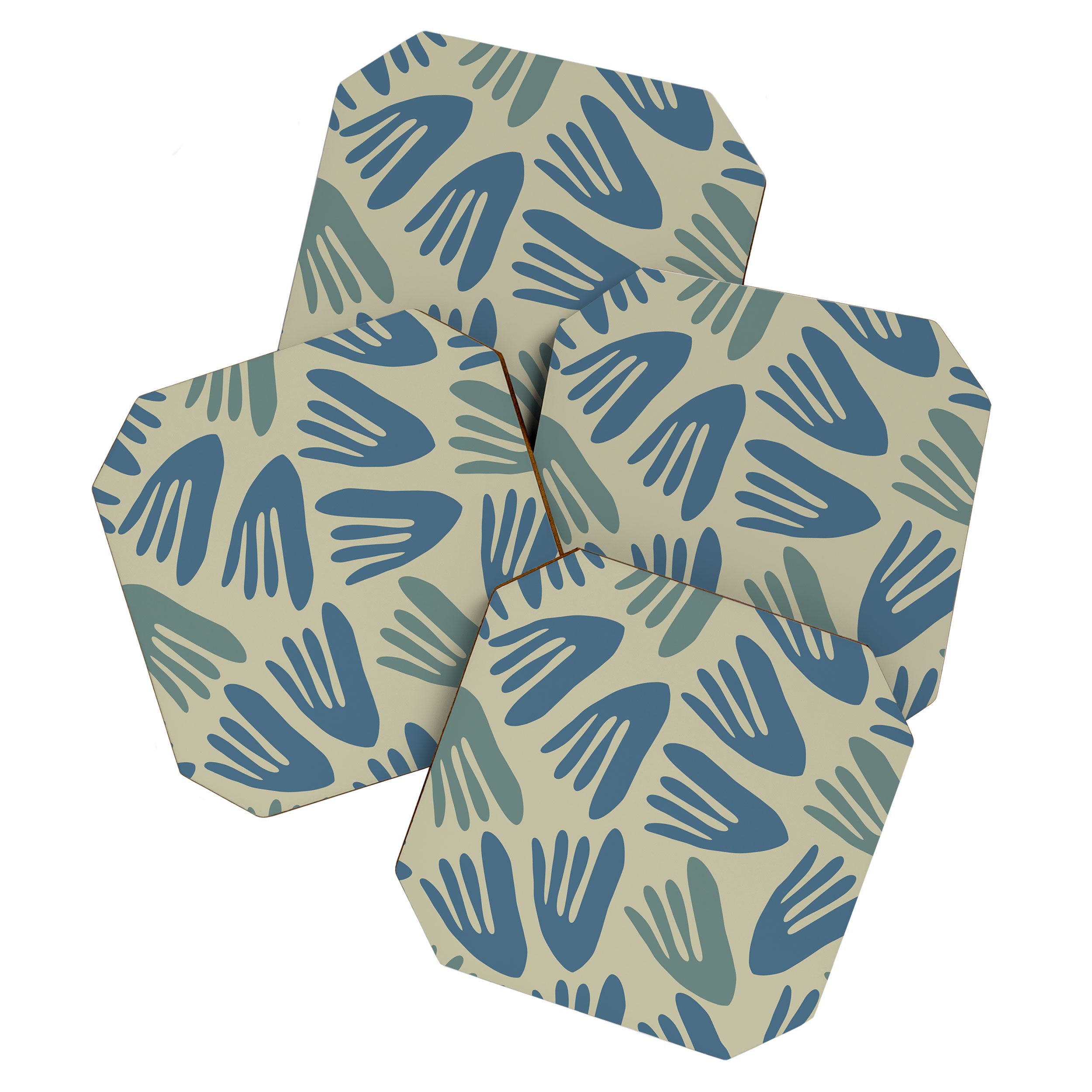 Big Cutouts Papier Découpé Abstract Pattern in Vintage Blue and Beige  Coaster Gallery Image 1