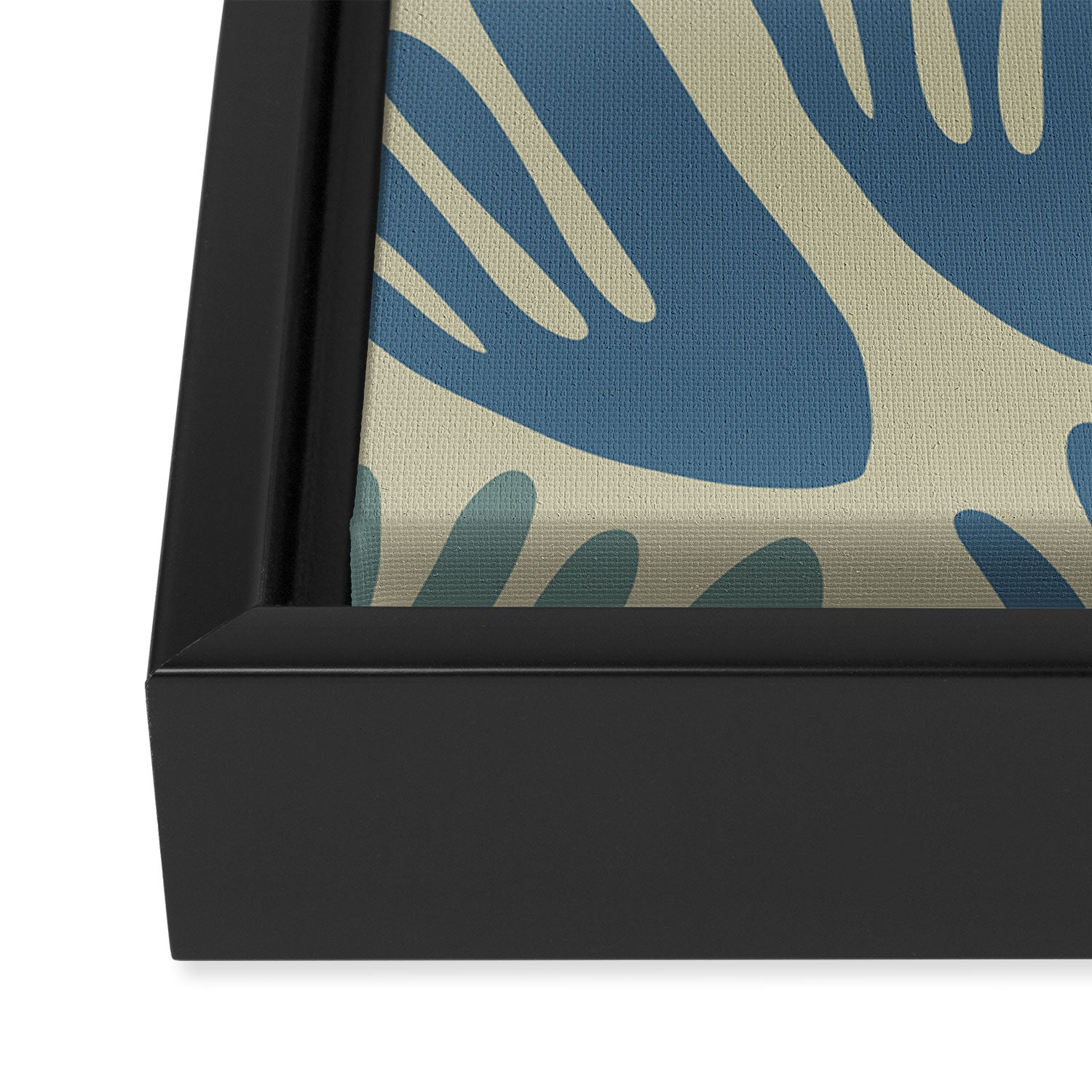 Big Cutouts Papier Découpé Abstract Pattern in Vintage Blue and Beige  Framed Canvas Print Gallery Image 3