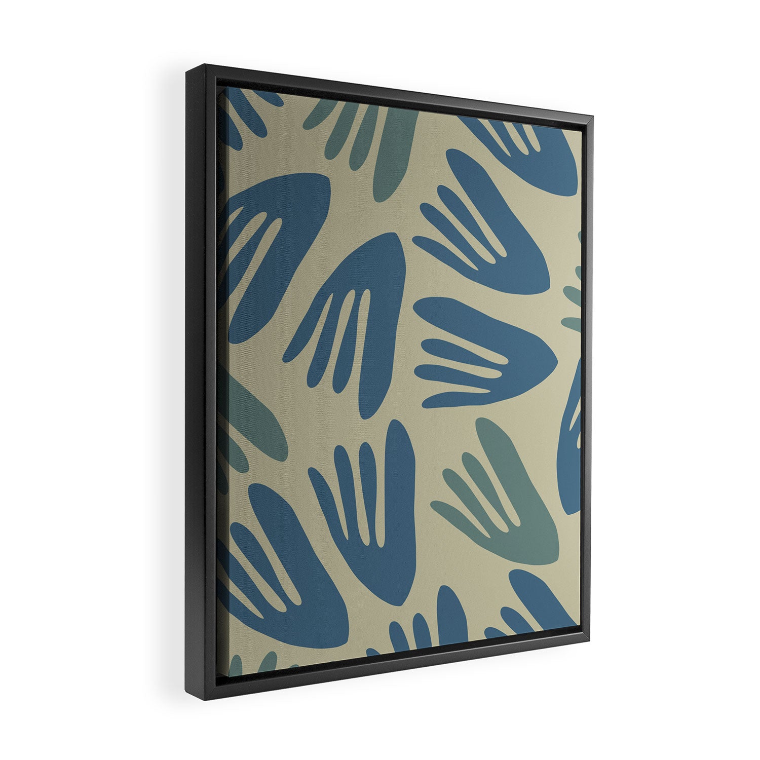 Big Cutouts Papier Découpé Abstract Pattern in Vintage Blue and Beige  Framed Canvas Print Gallery Image 2