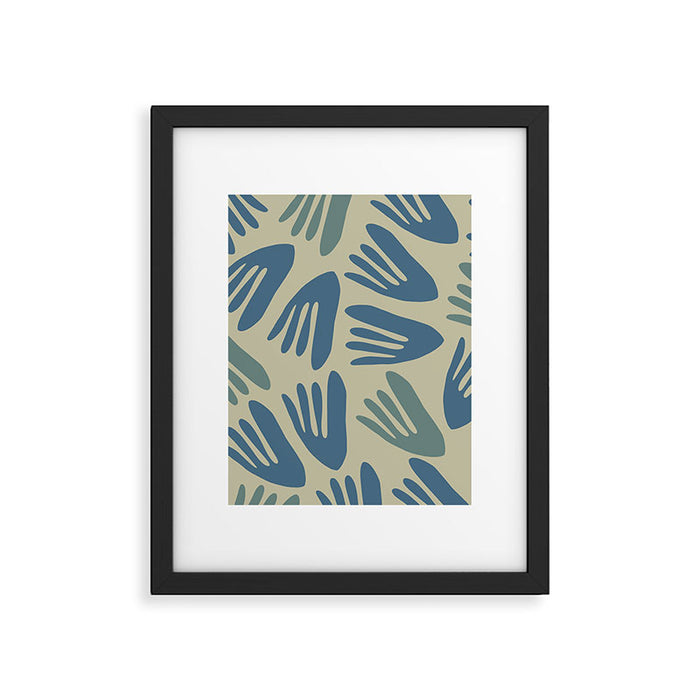Big Cutouts Papier Découpé Abstract Pattern in Vintage Blue and Beige  Framed Art Print Gallery Image 1
