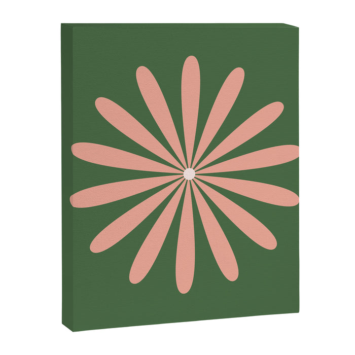 Big Daisy Retro Minimalism in Blush and Green Canvas Print Gallery Image 1