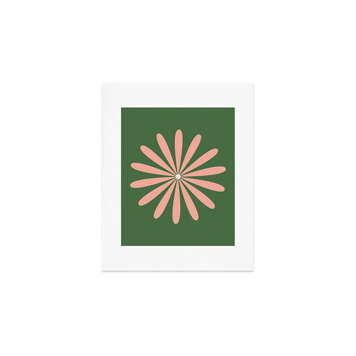 Big Daisy Retro Minimalism in Blush and Green Art Print Gallery Image 1