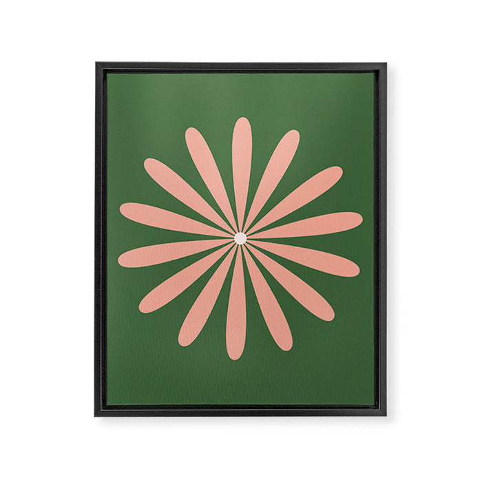 Big Daisy Retro Minimalism in Blush and Green Framed Canvas Print Gallery Image 1
