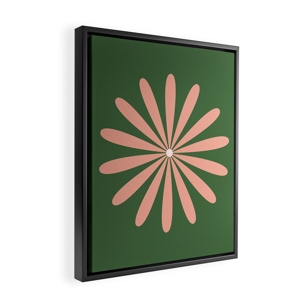 Big Daisy Retro Minimalism in Blush and Green Framed Canvas Print Gallery Image 2