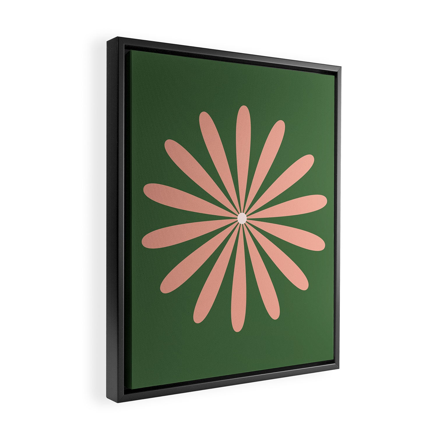 Big Daisy Retro Minimalism in Blush and Green Framed Canvas Print Gallery Image 2
