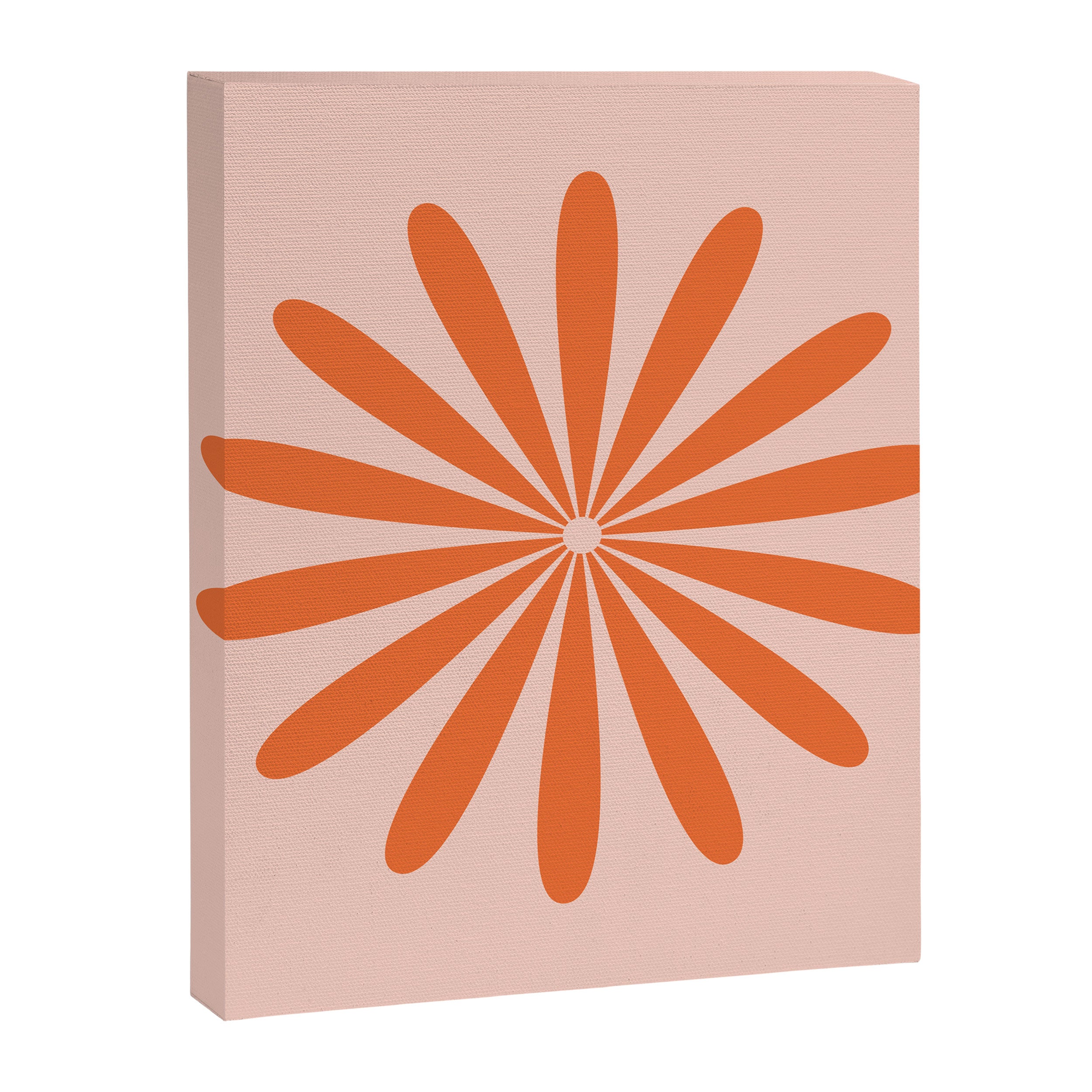 Big Daisy Retro Minimalism in Pale Blush Pink and Orange Canvas Print Gallery Image 8