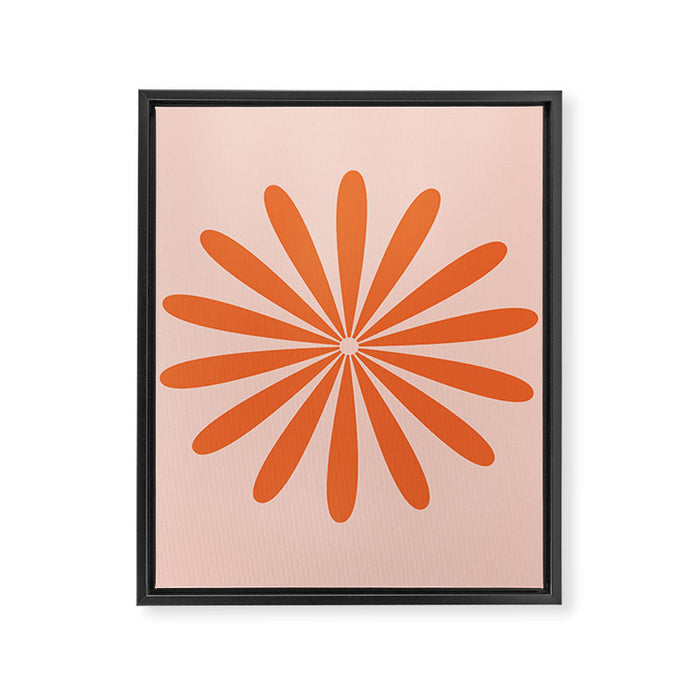 Big Daisy Retro Minimalism in Pale Blush Pink and Orange Framed Canvas Print Gallery Image 1