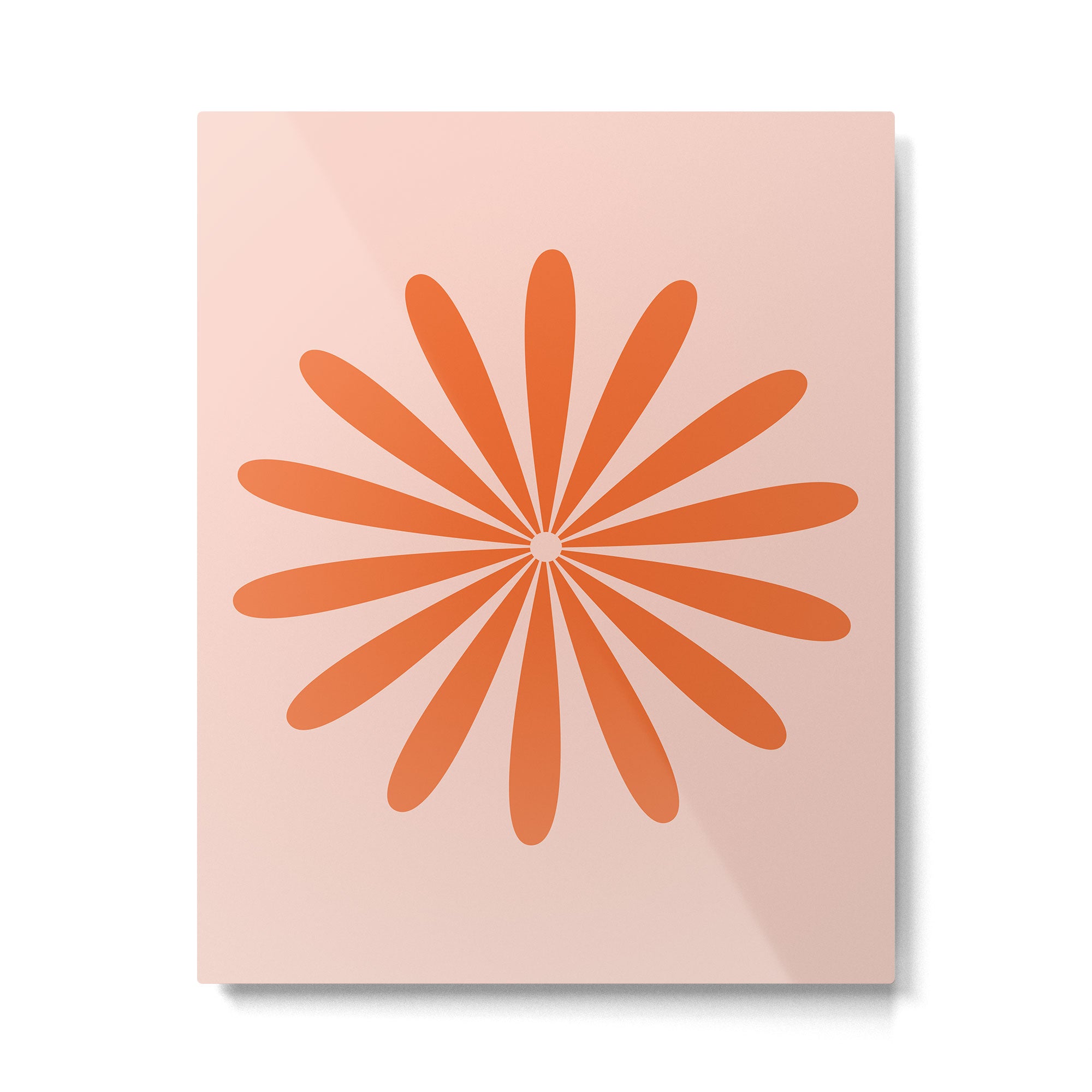 Big Daisy Retro Minimalism in Pale Blush Pink and Orange Metal Print Gallery Image 6