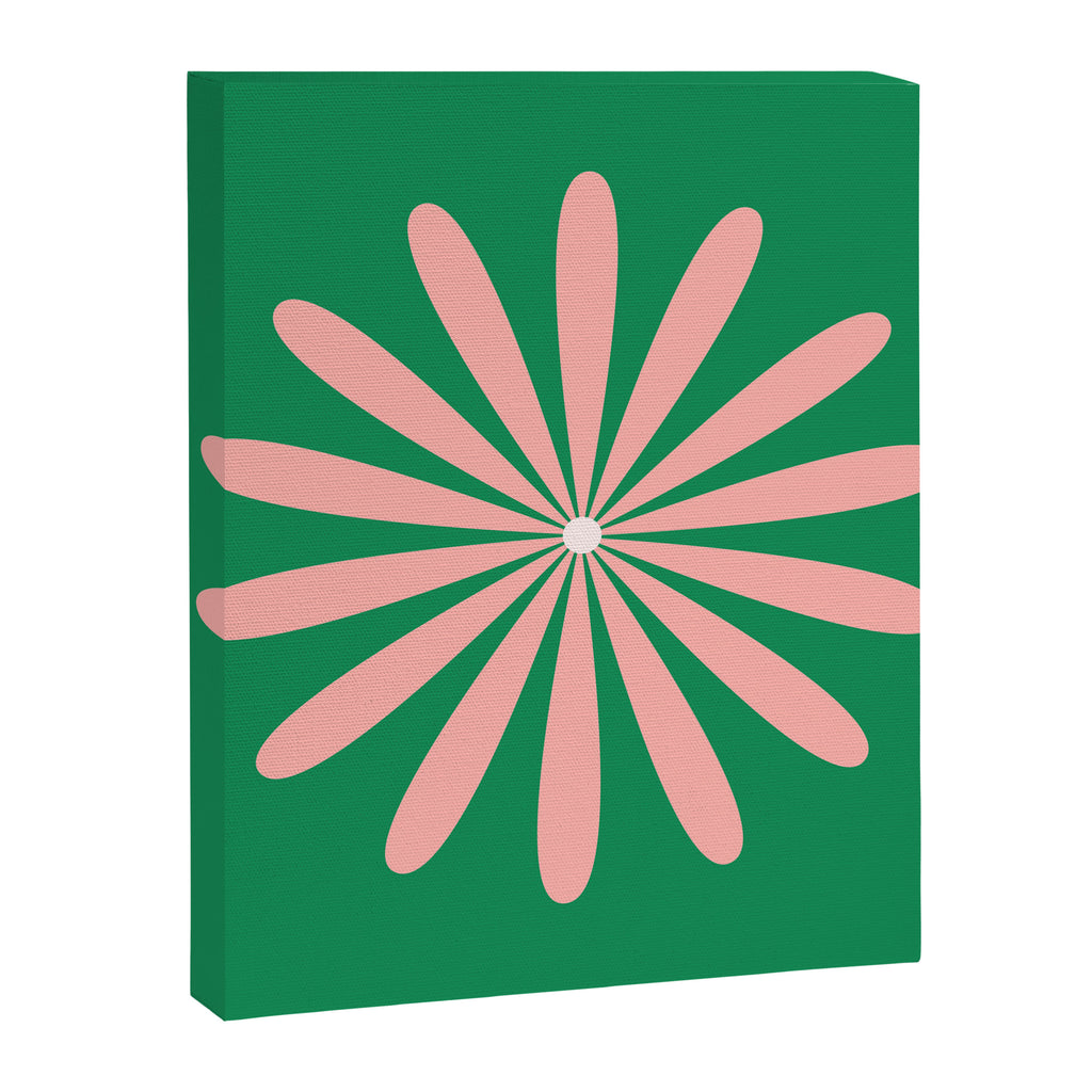 Big Daisy Retro Minimalism in Pink and Bright Green Canvas Print Gallery Image 8