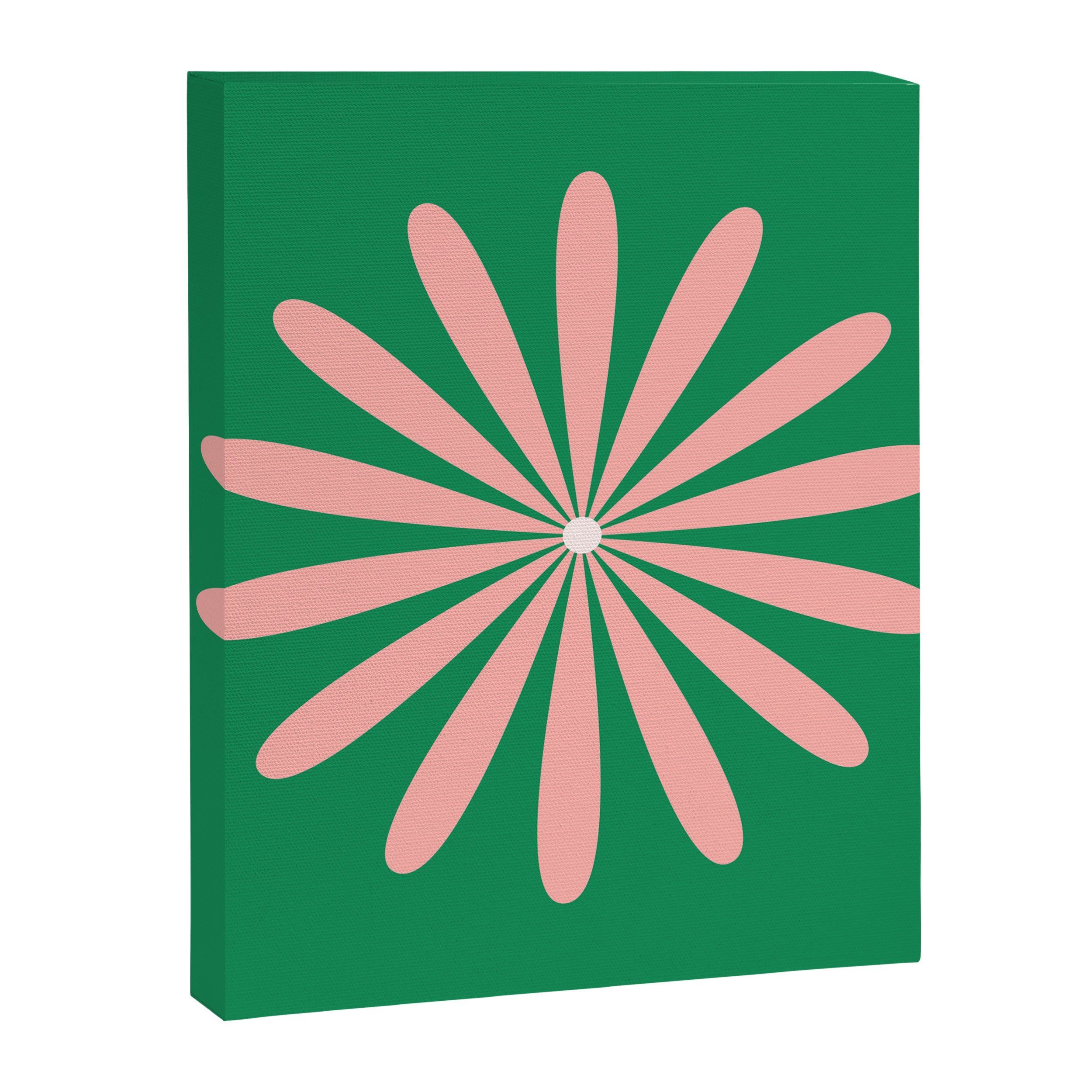 Big Daisy Retro Minimalism in Pink and Bright Green Canvas Print Gallery Image 8
