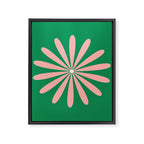 Big Daisy Retro Minimalism in Pink and Bright Green Framed Canvas Print Gallery Image 8
