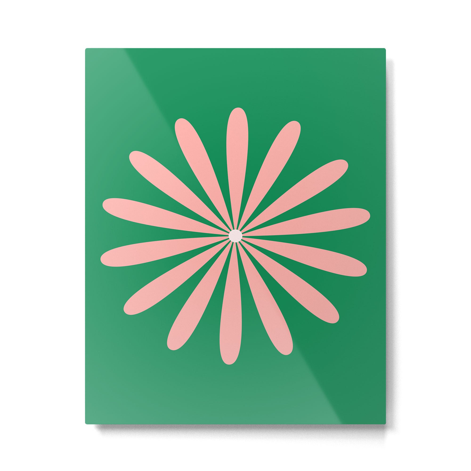 Big Daisy Retro Minimalism in Pink and Bright Green Metal Print Gallery Image 6