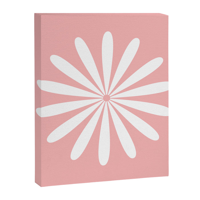 Big Daisy Retro Minimalism in Pink and White Canvas Print Gallery Image 1