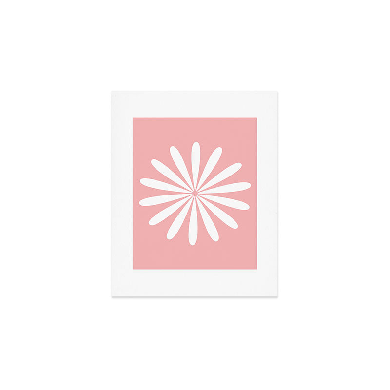 Big Daisy Retro Minimalism in Pink and White Art Print Gallery Image 1