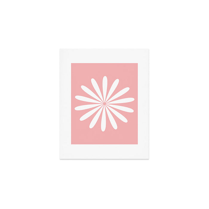Big Daisy Retro Minimalism in Pink and White Art Print Gallery Image 1