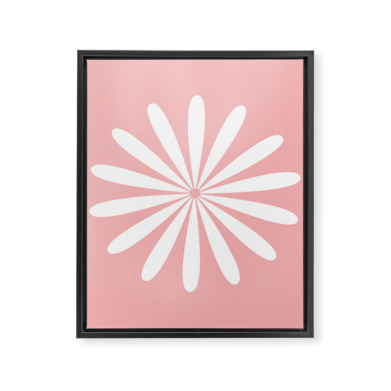 Big Daisy Retro Minimalism in Pink and White Framed Canvas Print Gallery Image 8