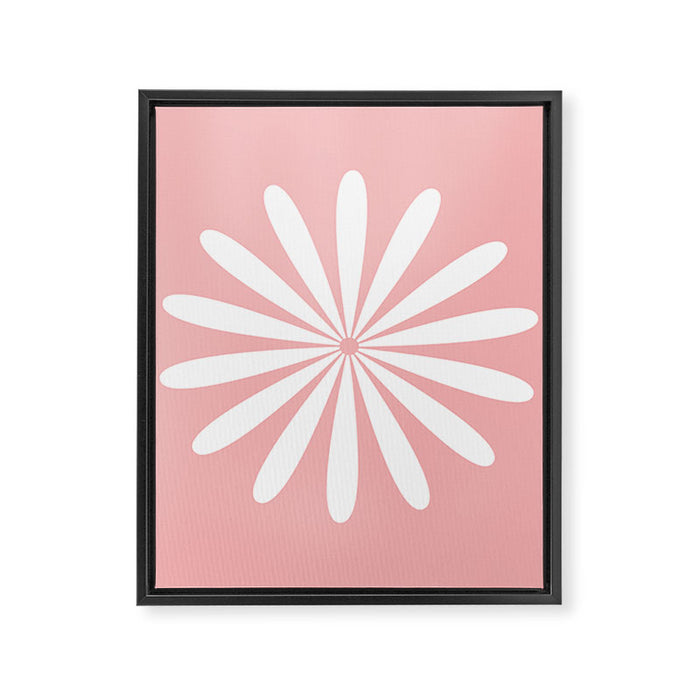 Big Daisy Retro Minimalism in Pink and White Framed Canvas Print Gallery Image 1