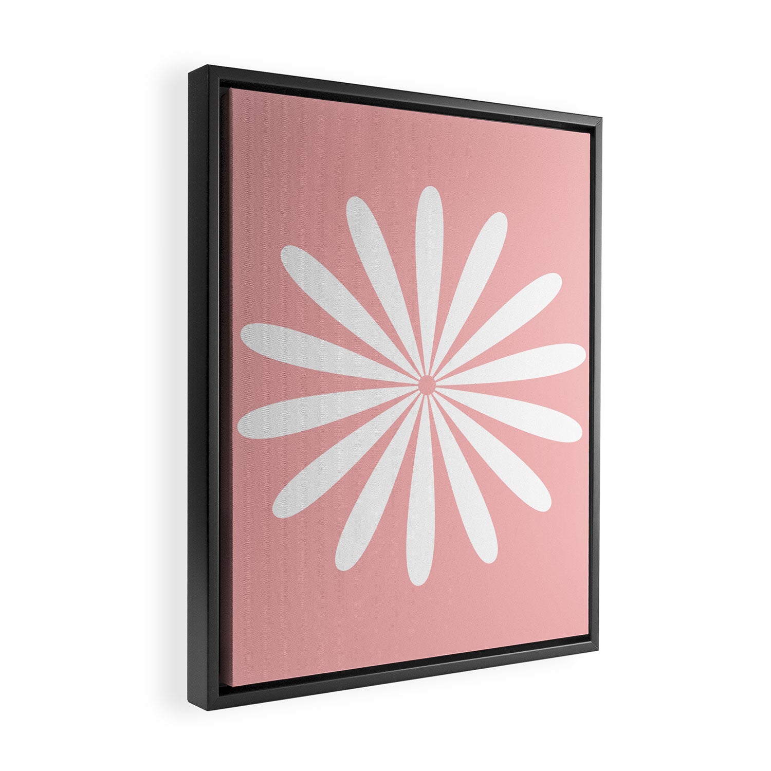 Big Daisy Retro Minimalism in Pink and White Framed Canvas Print Gallery Image 2