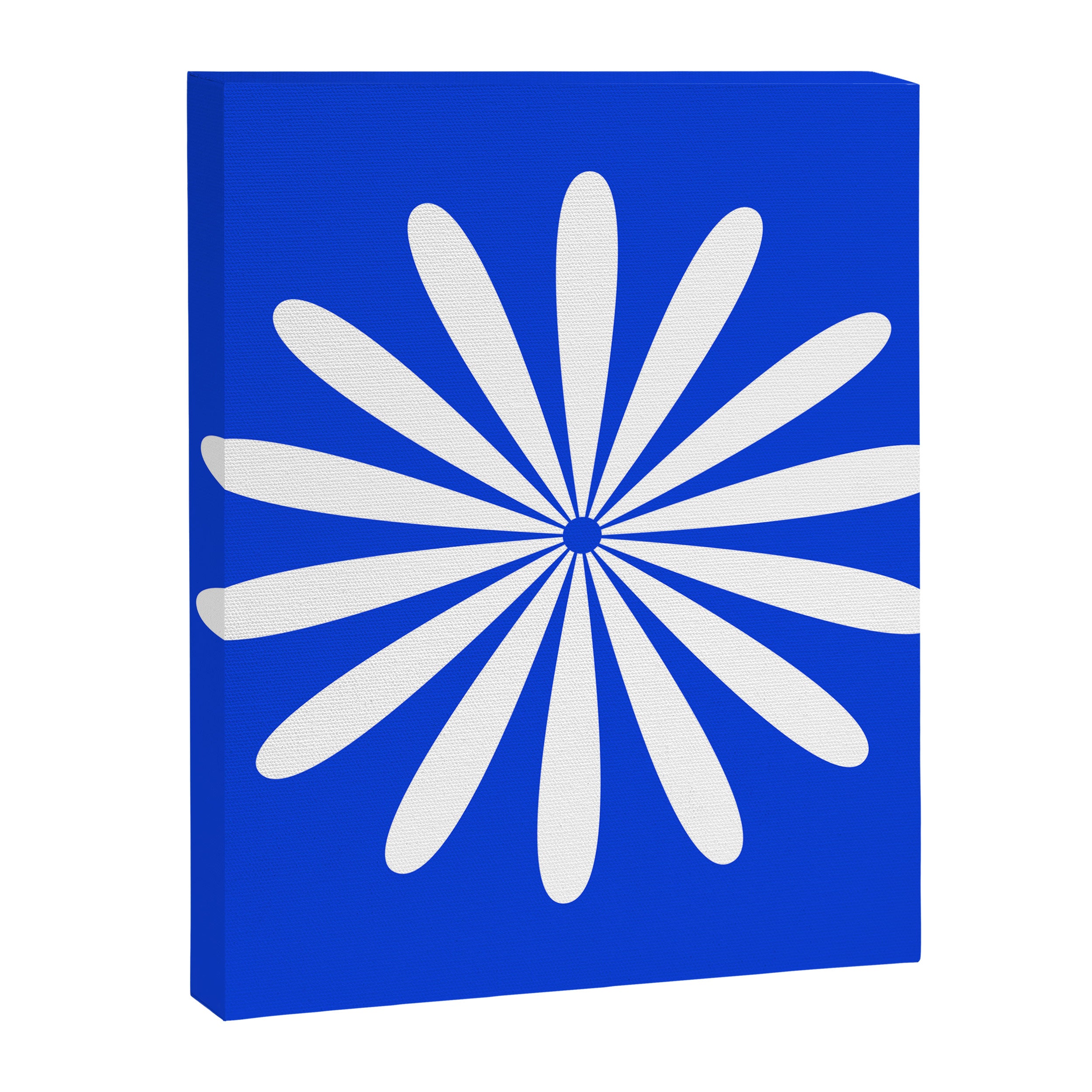 Big Daisy Retro Minimalism in Royal Blue and White Canvas Print Gallery Image 8