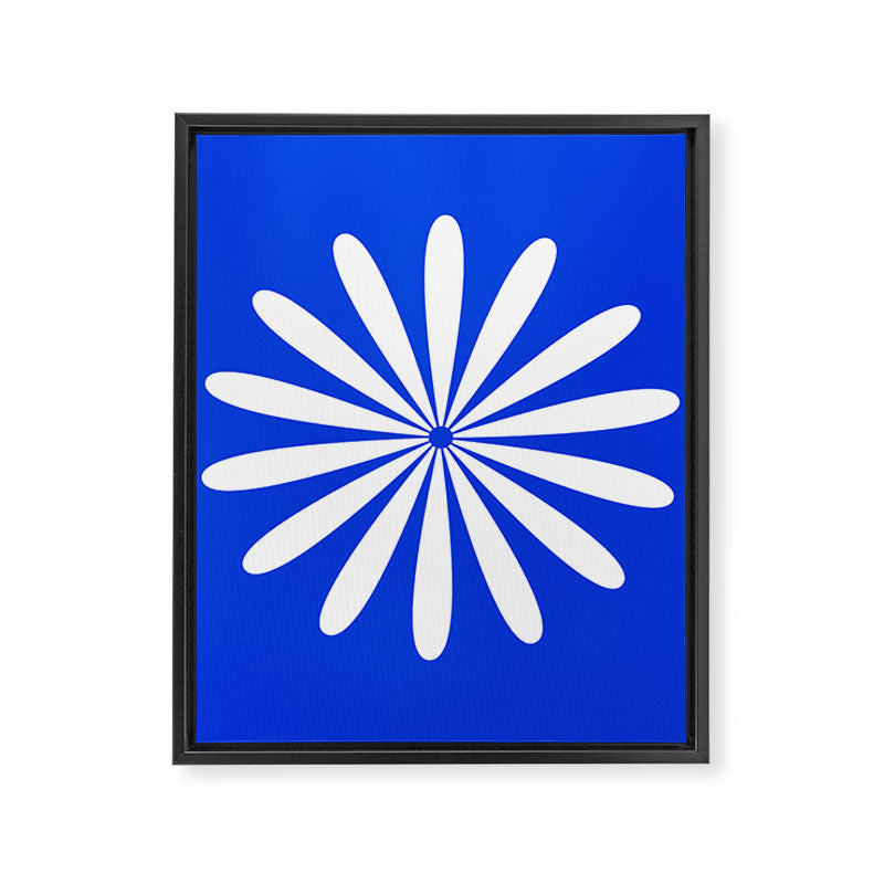 Big Daisy Retro Minimalism in Royal Blue and White Framed Canvas Print Gallery Image 8