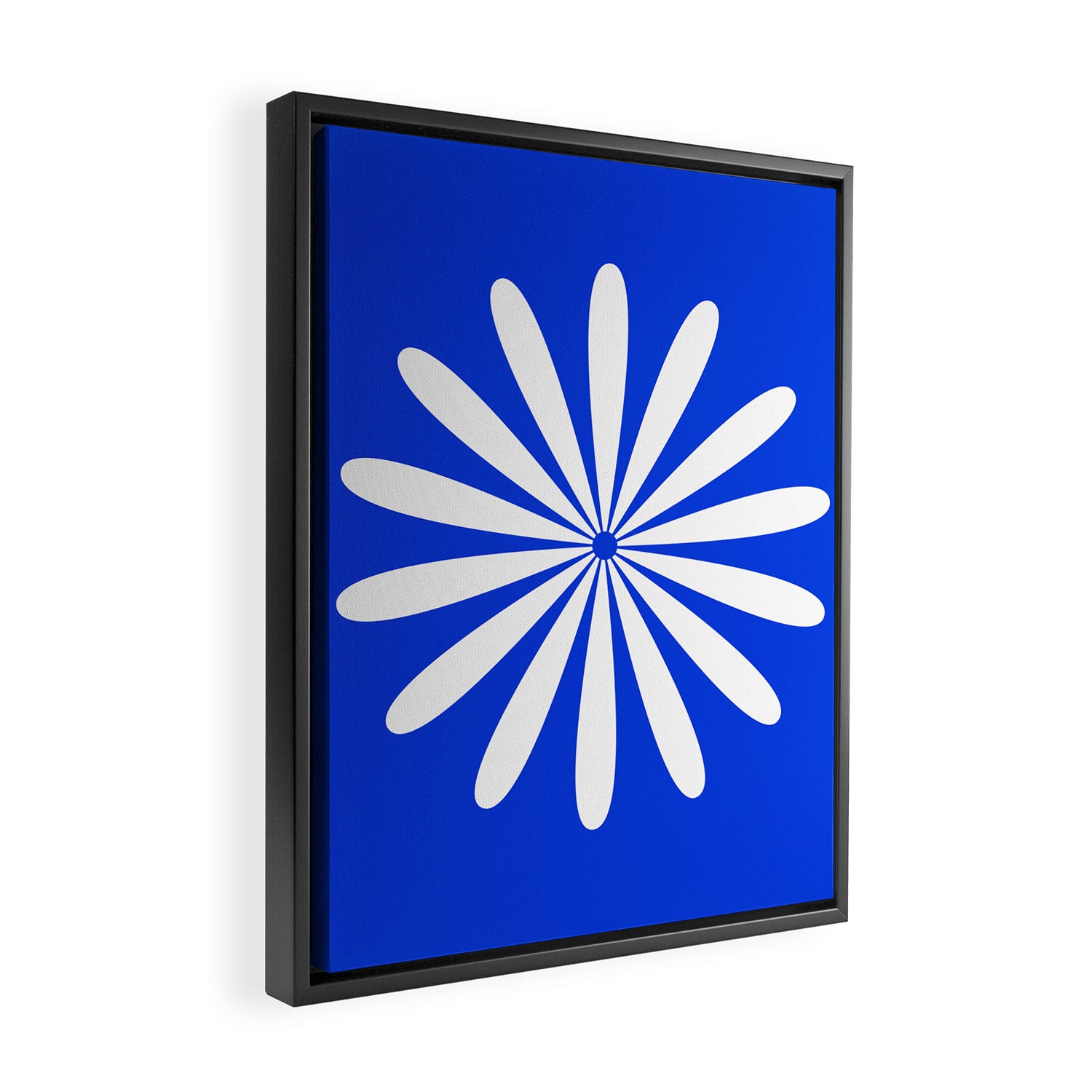 Big Daisy Retro Minimalism in Royal Blue and White Framed Canvas Print Gallery Image 2