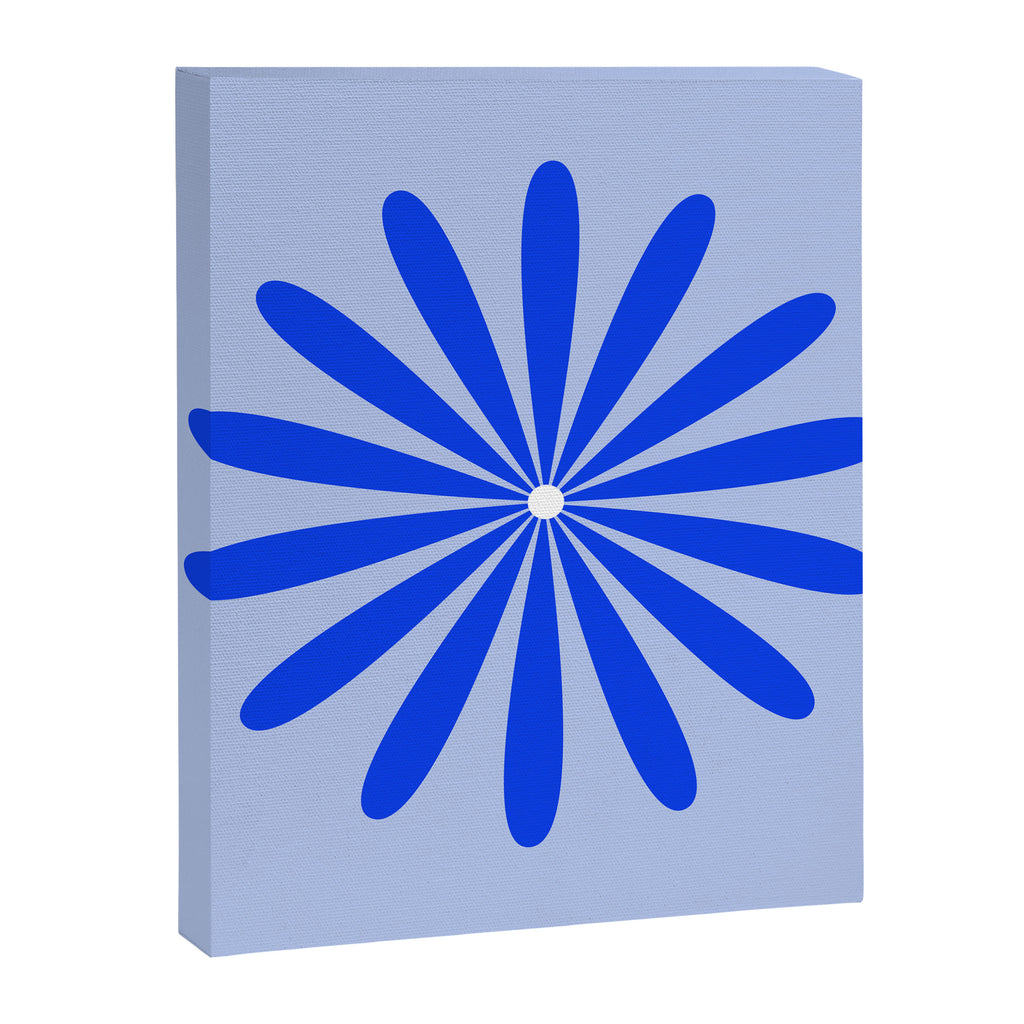 Big Daisy Retro Minimalism in Royal Blue, White, and Light Blue Canvas Print Gallery Image 8